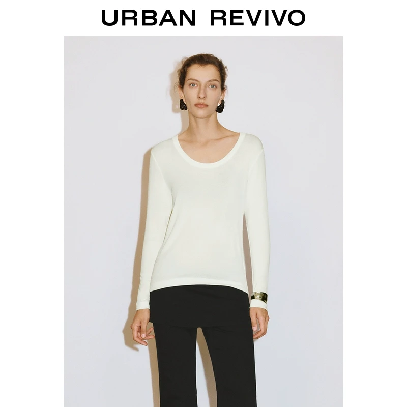 UR2025秋季新款女装休闲简约百搭圆领长袖T恤UWM450020