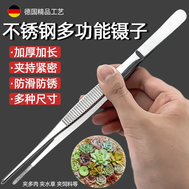 不锈钢多肉镊子夹加厚弯头不锈钢水草镊子维修鱼缸敷料工具夹子