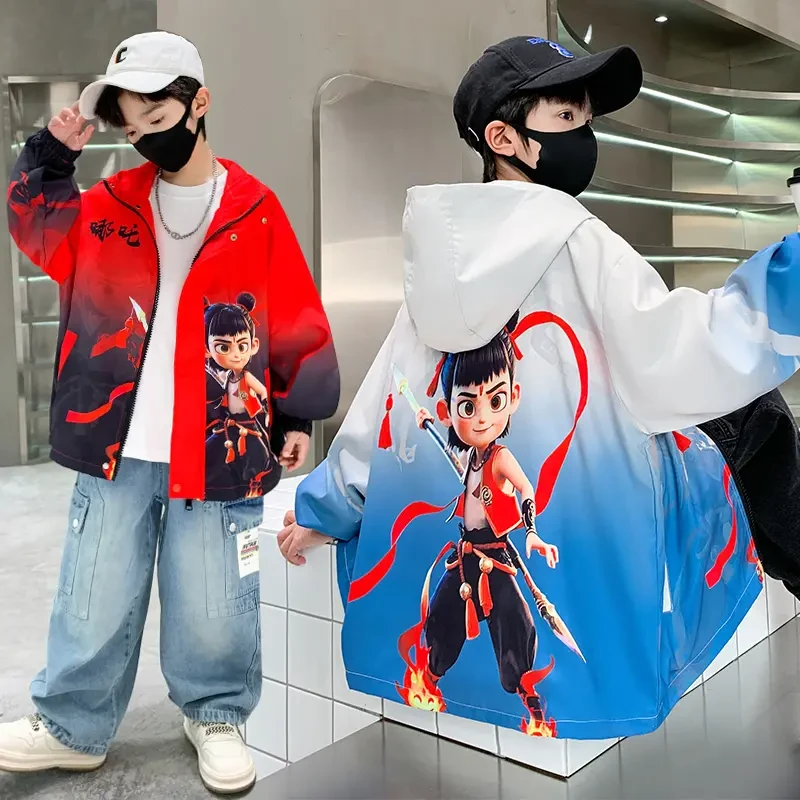 男童外套2025新款哪吒风衣中大童夹克春装上衣连帽春秋季童装国潮