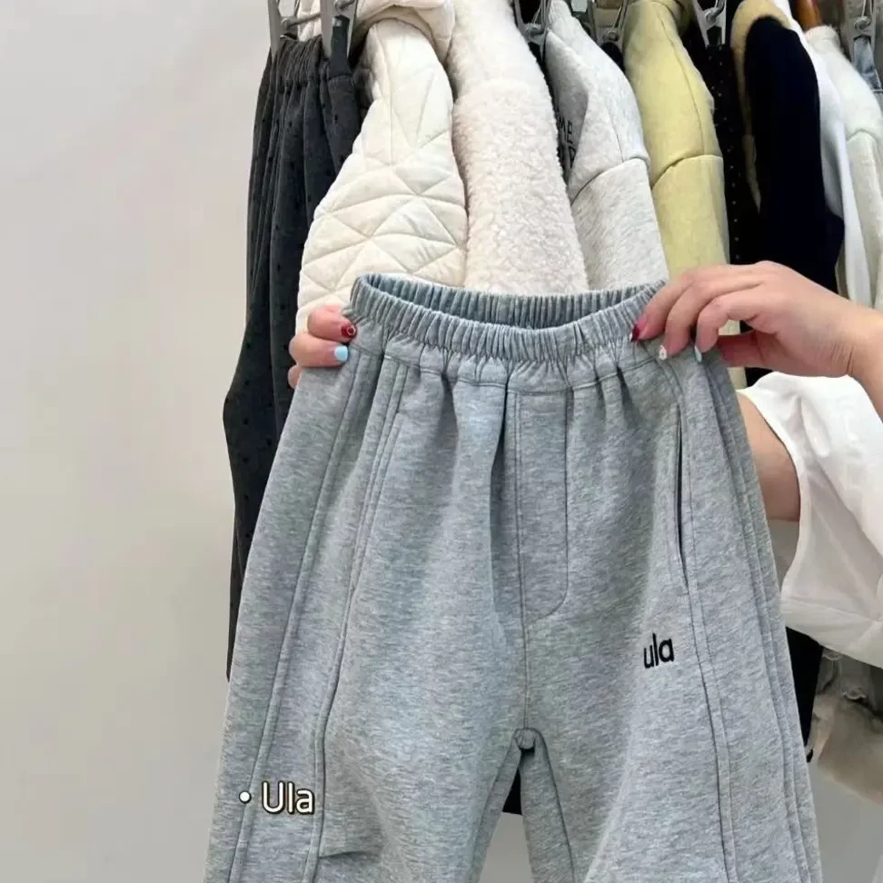 Ulala25冬韩版简约休闲收口加绒长裤时尚百搭男童女童