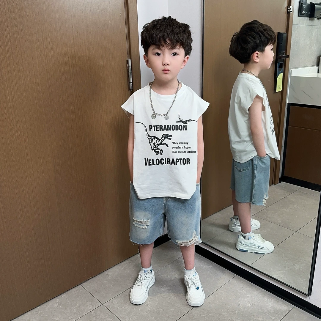 男童夏装背心套装2025新款宝宝夏款无袖衣服酷帅气儿童装夏季坎肩