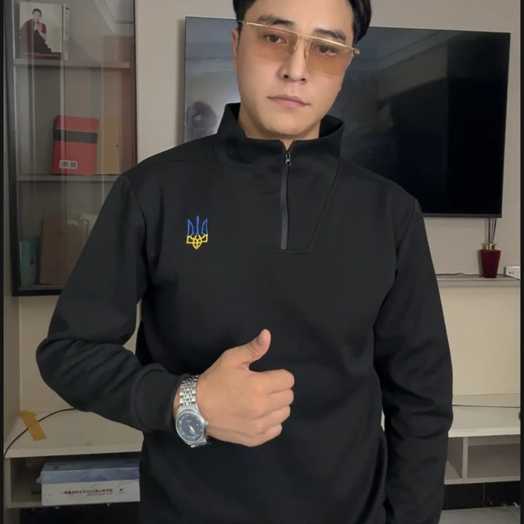 春秋半拉链冬季日常男装休闲简约风秋季T恤长袖立领