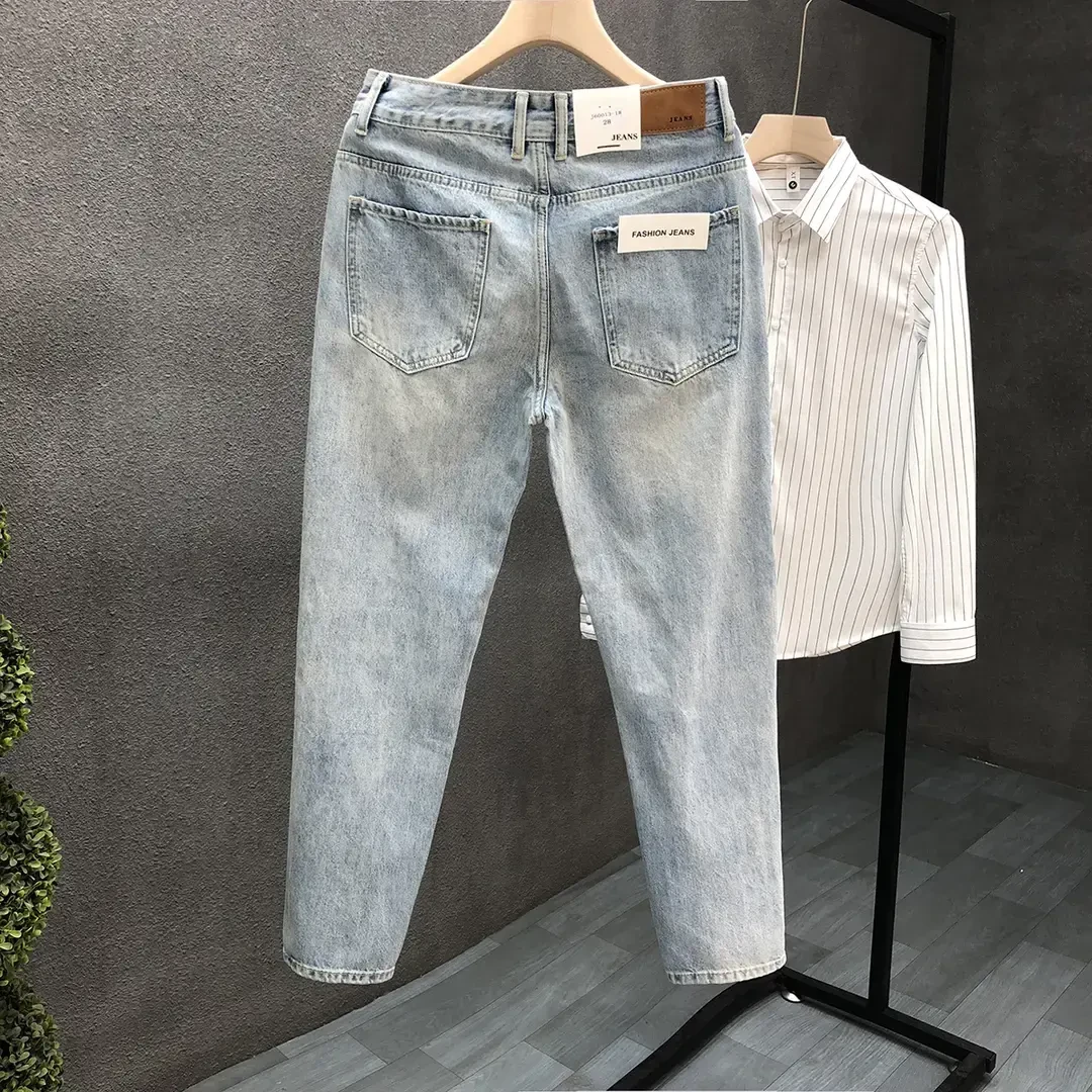 【奥莱折扣】轻奢男装优选爆款潮牌浅男款复古修身宽松牛仔裤裤子