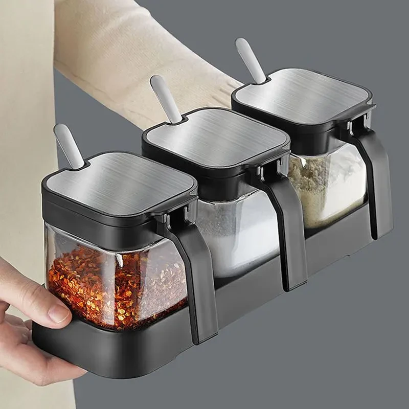 新款调料盒家用便携装厨房收纳盒罐子调料瓶味精盐罐调味料调味FF