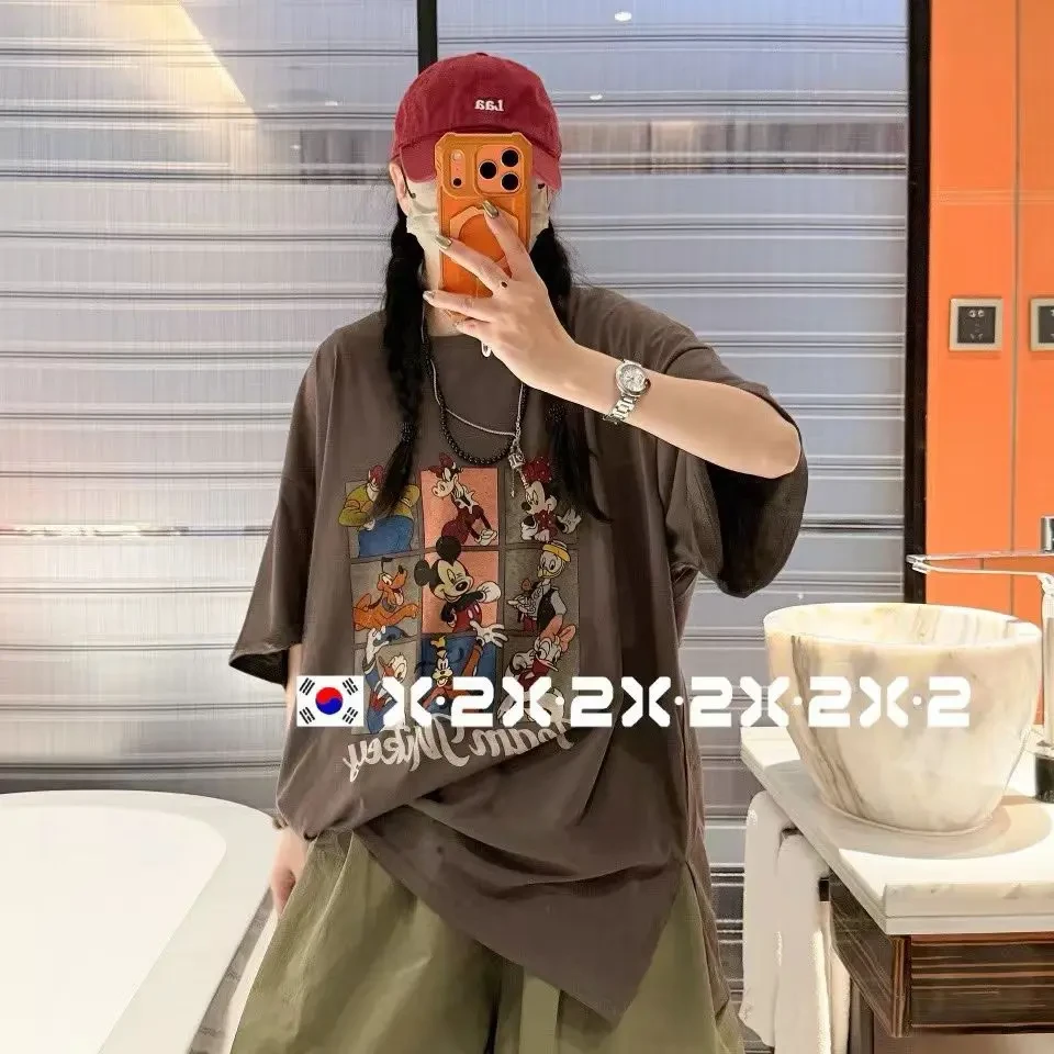 88506薄款夏季新款九宫格米奇印花宽松百搭短袖T恤女