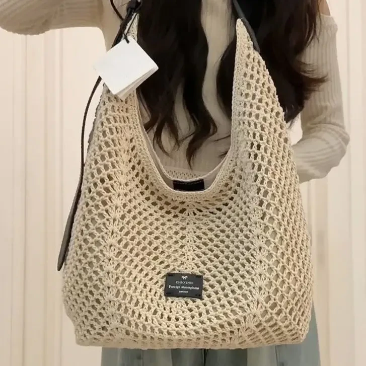 编织托特包包女春夏新款大容量韩系小众镂空单肩斜挎手提包包R687