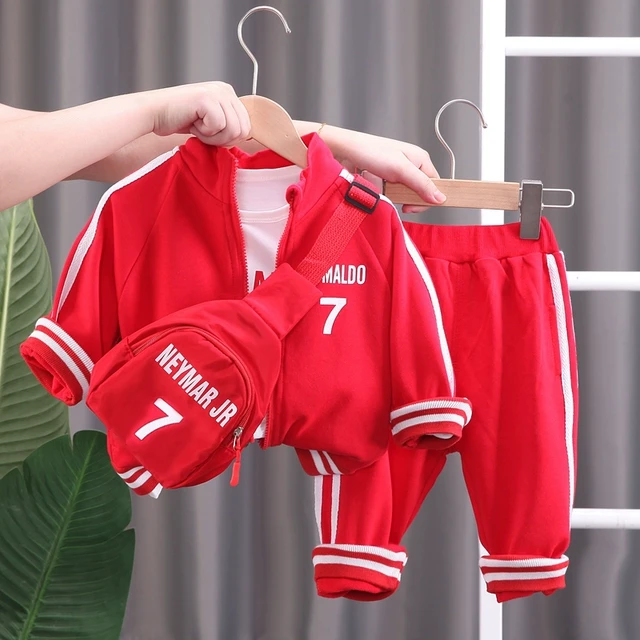 童装男童春装套装2025新款儿童春季运动三件套宝宝红色男孩衣服