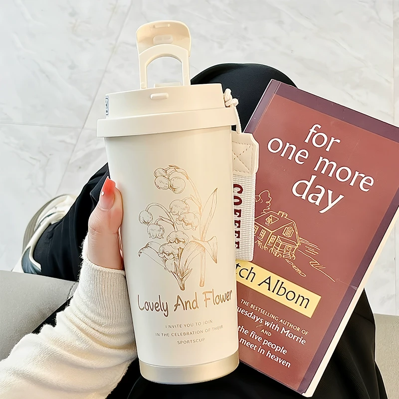 铃兰保温杯2025新款女高颜值轻奢双饮咖啡316不锈钢大容量水杯子