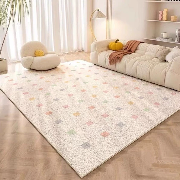 奶油风地毯客厅简约清新沙发茶几垫卧室房间大面积榻榻米床边地垫