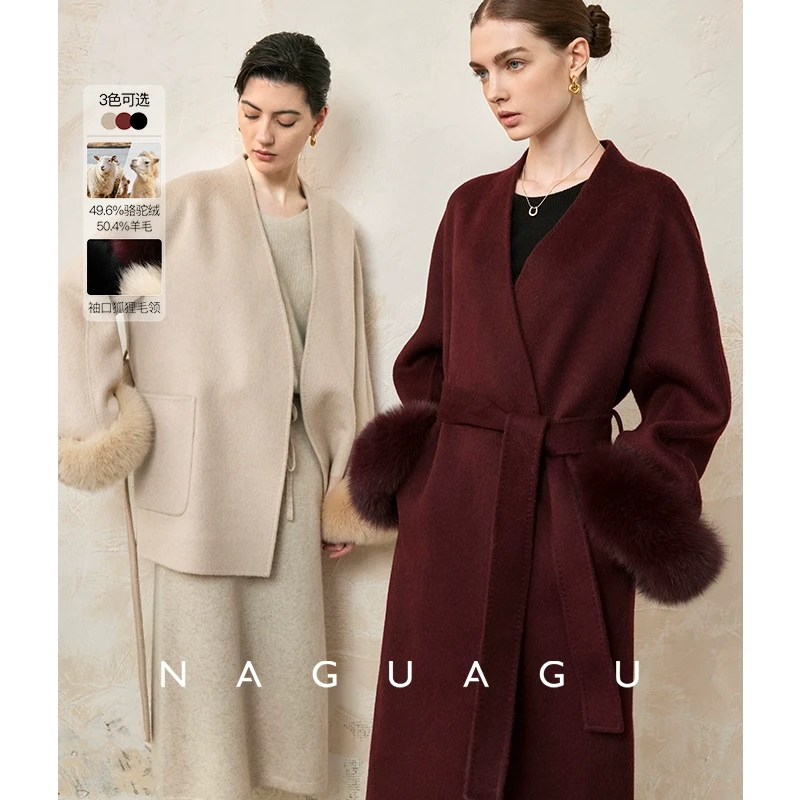 南瓜谷【奥斯汀大衣】希有绒+羊毛 狐狸毛领双面呢外套