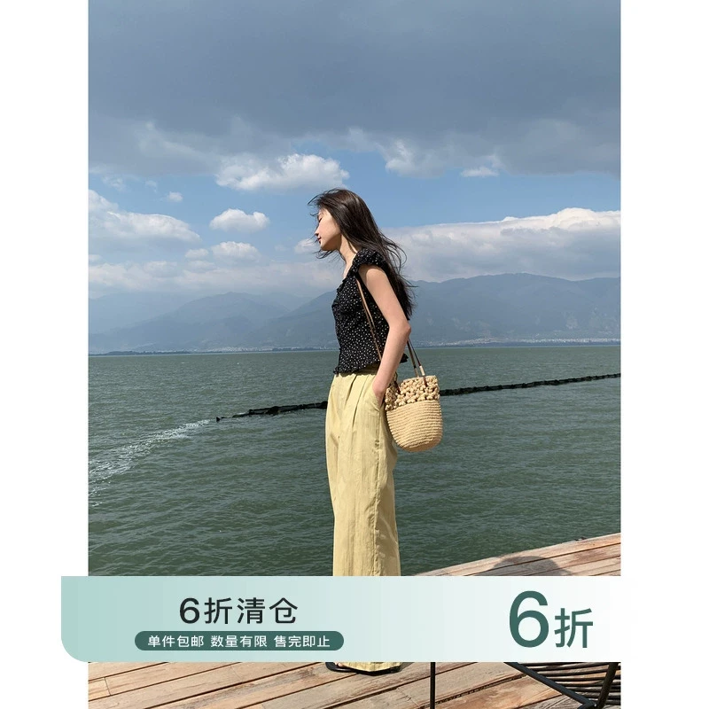 【你好卡农-蕾子】设计感裤脚盘扣休闲直筒裤KK24Z3530D清清