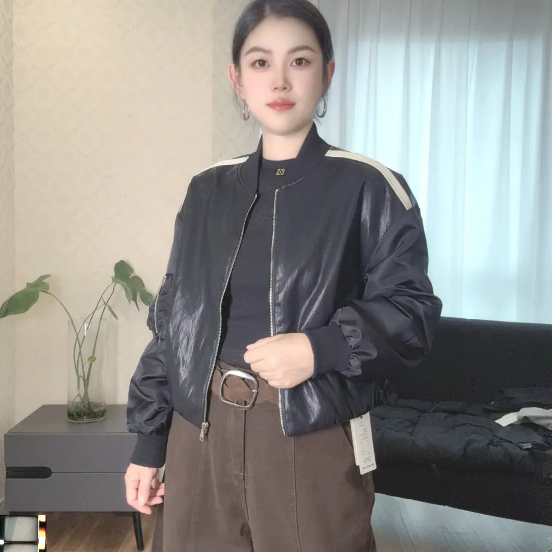 ［米瓯家］小众设计感百搭短款PU皮衣女早秋机车外套