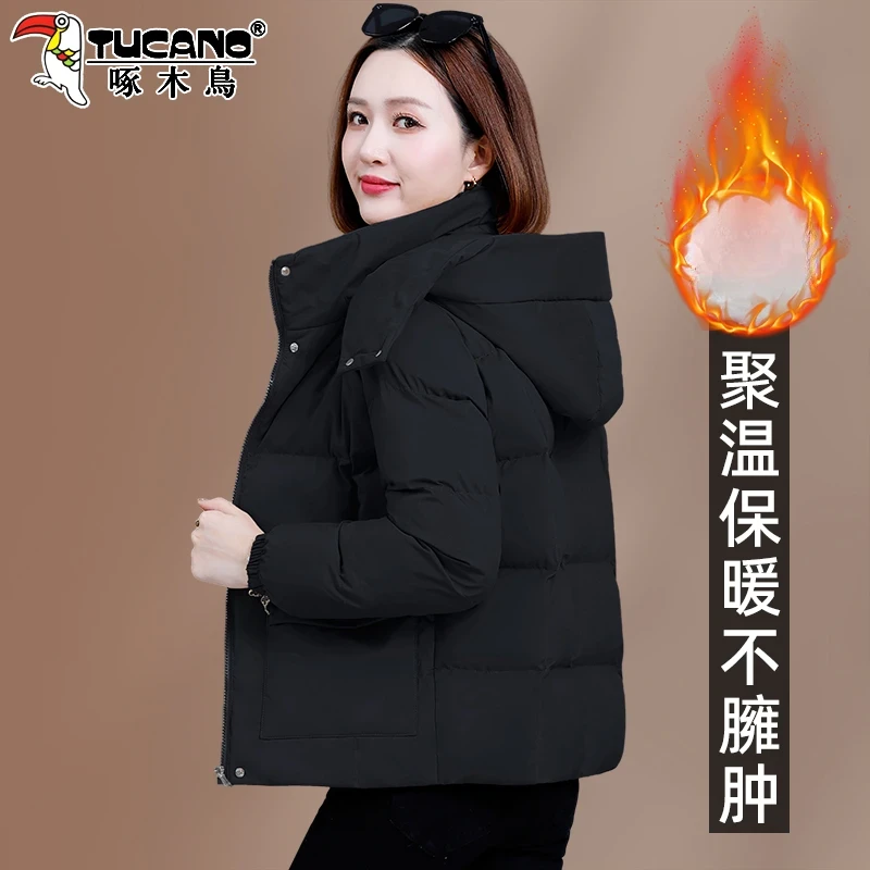 啄木鸟加厚夹棉棉衣女款2025新款棉袄洋气减龄妈妈棉服冬季厚外套