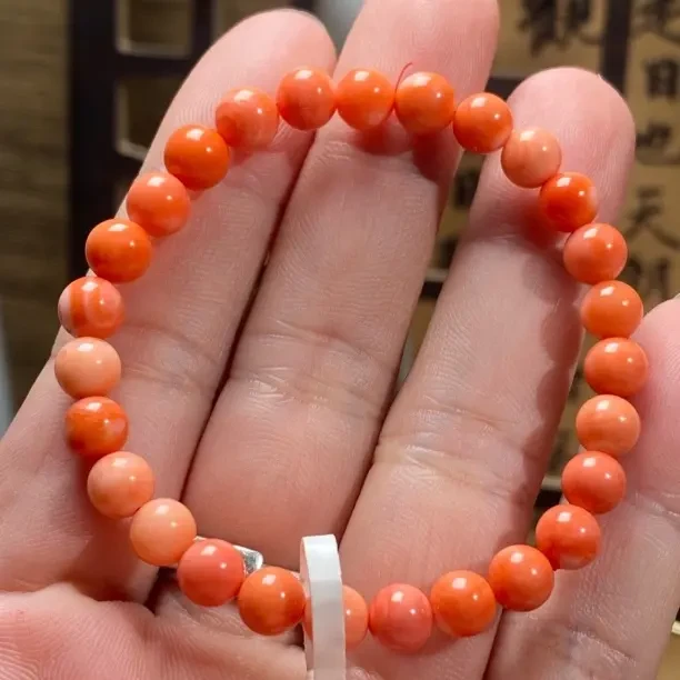 天然珊瑚陌陌圆珠手串7mm