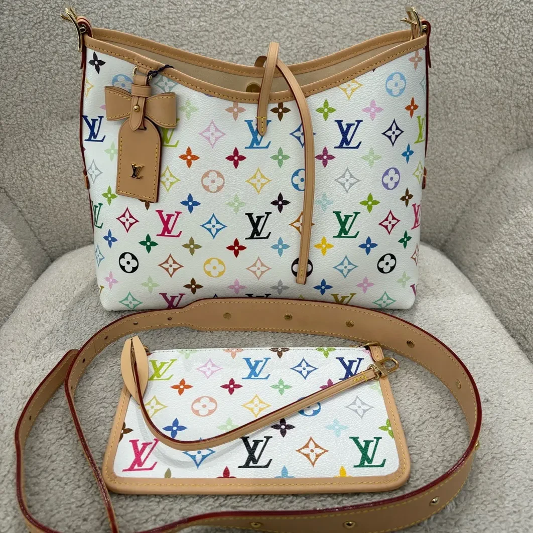 99新 LouisVuitton/路易威登 N1335 LV 白三彩carryall小号
