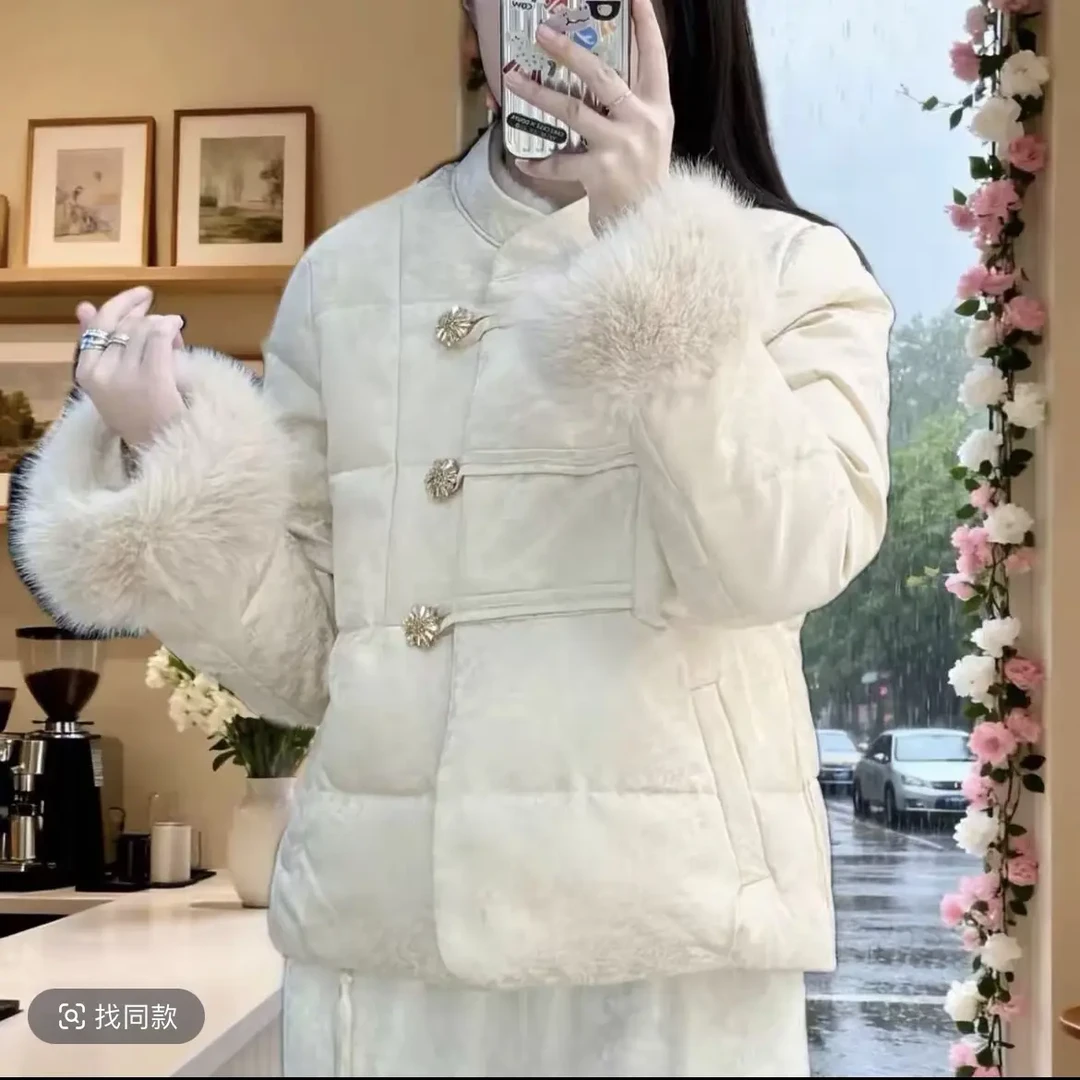 泼天富贵国风提花羽绒外套冬季保暖时尚设计感外套