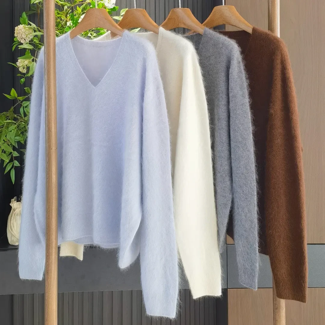 纯色V领毛衣显瘦美学天花板亲肤打底衫秋冬