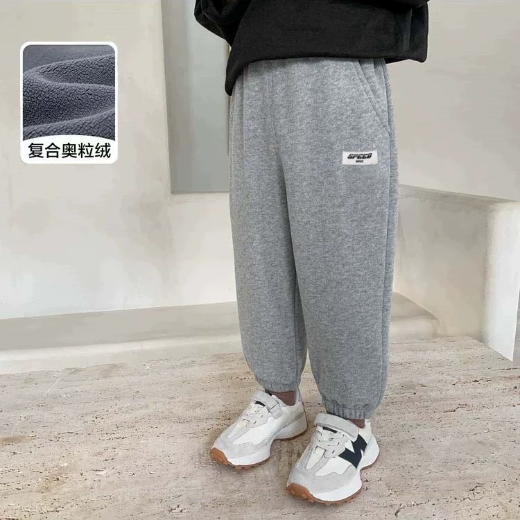 110-160码橙子家剪标儿童裤子男女童秋冬保暖奥粒绒宽松休闲卫裤