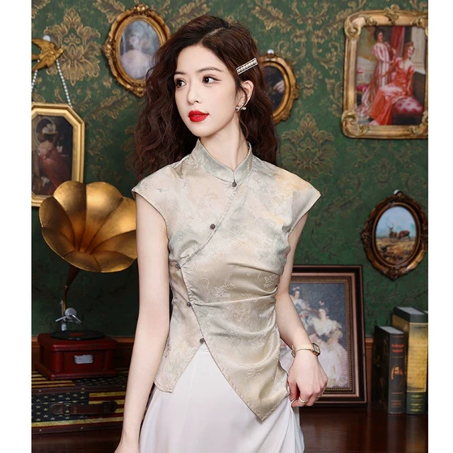 新中式立领女夏季2025中国风夏装新款国风上衣千金复古名媛风女装