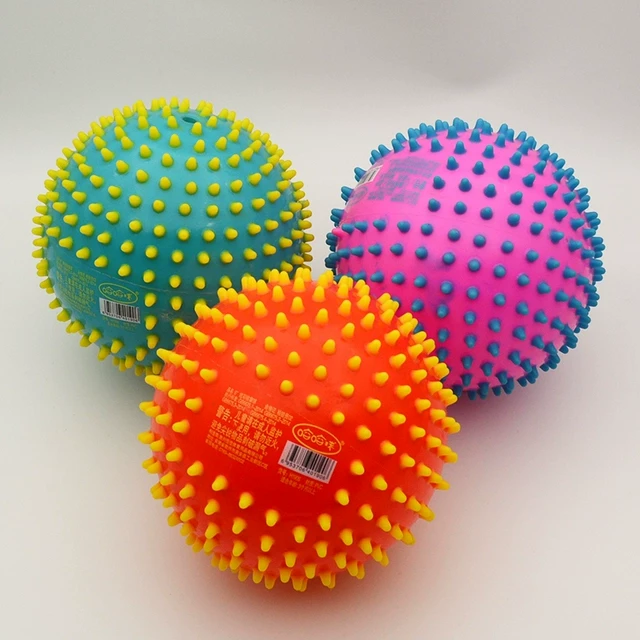 儿童感统训练6寸炫彩按摩球 幼儿园充气双色刺猬球宝宝彩刺拍拍球