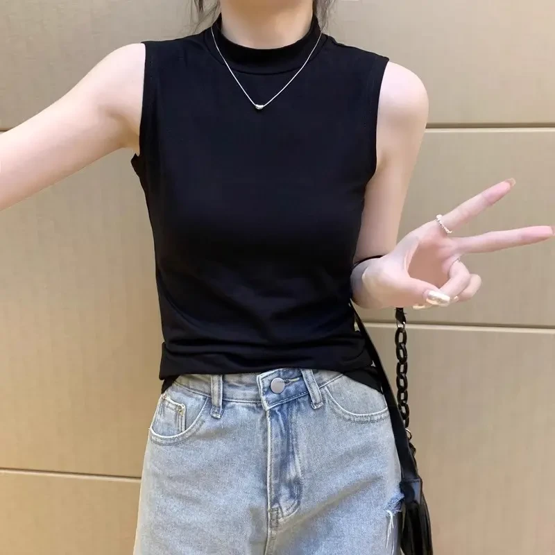 2026夏季新款无袖背心女内搭可外穿坎肩时尚修身洋气打底黑色上衣
