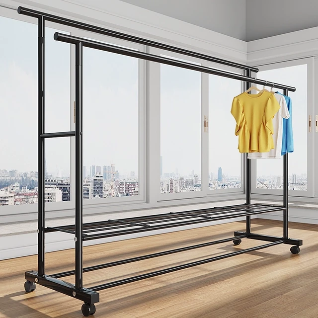 晾衣架落地家用简易挂衣服家用折叠室内阳台宿舍衣帽架晾衣服架子