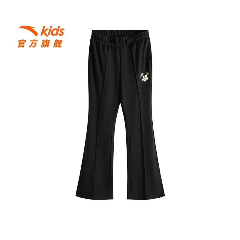安踏儿童女大童针织运动长裤2025秋季新款时尚百搭青少年微喇叭裤