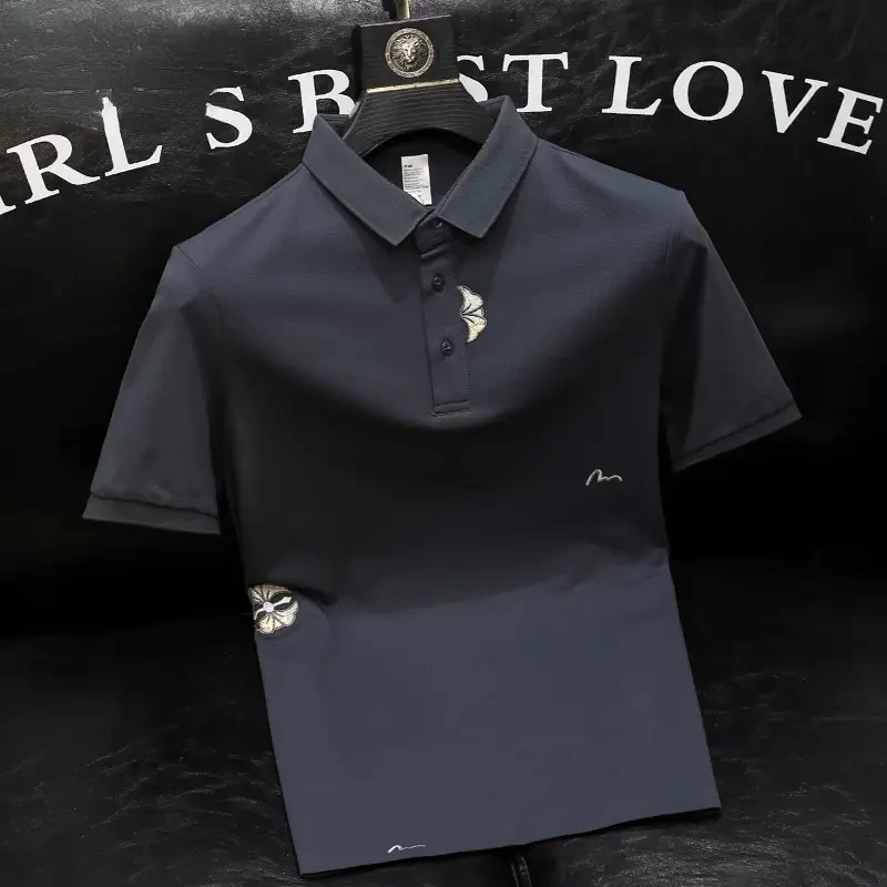 仓石一树高级感痞帅休闲polo衫夏季刺绣短袖T恤衫潮小个子男款