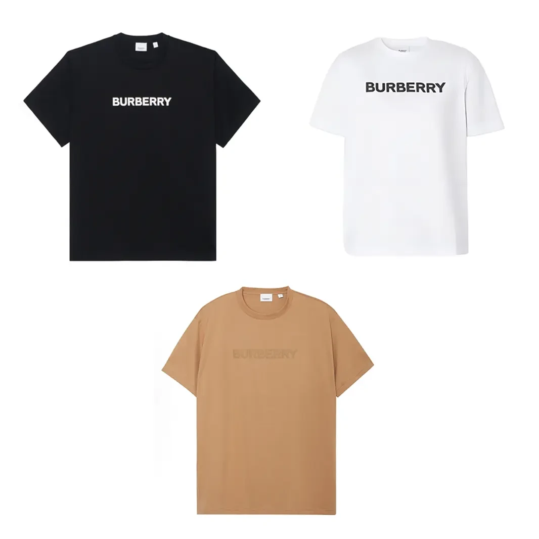 Burberry博柏利印花圆领宽松短袖T恤 男女同款 黑色/白色/棕色