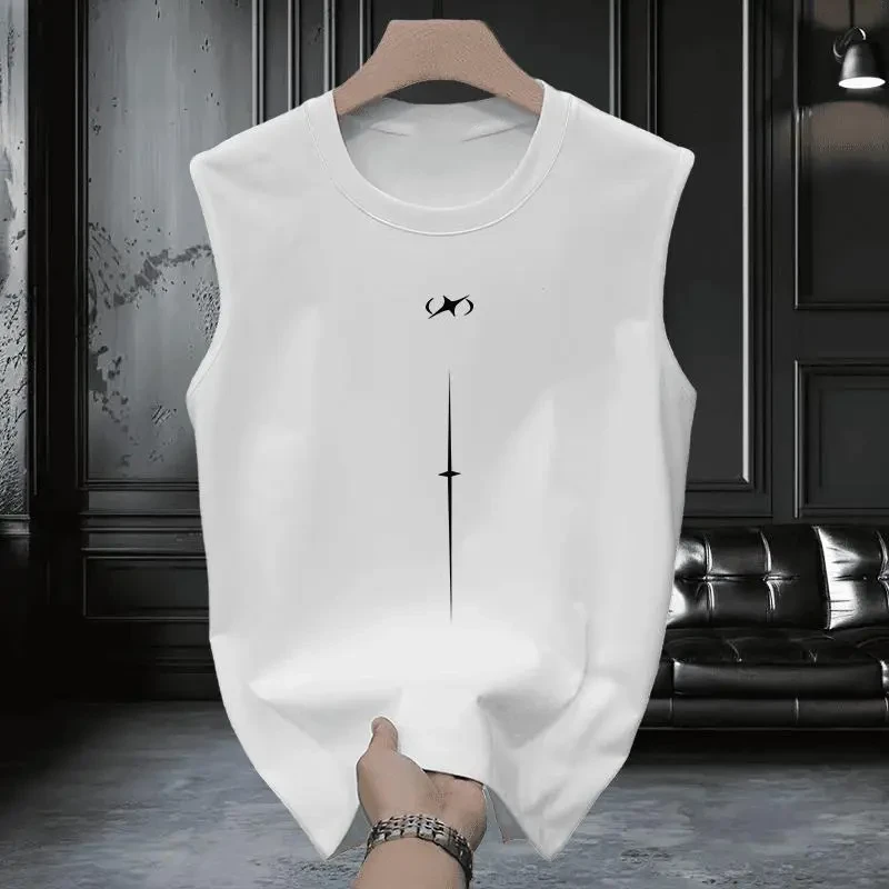 2025年夏季新款青少年港风潮流无袖短袖流行男士简约百搭背心坎肩