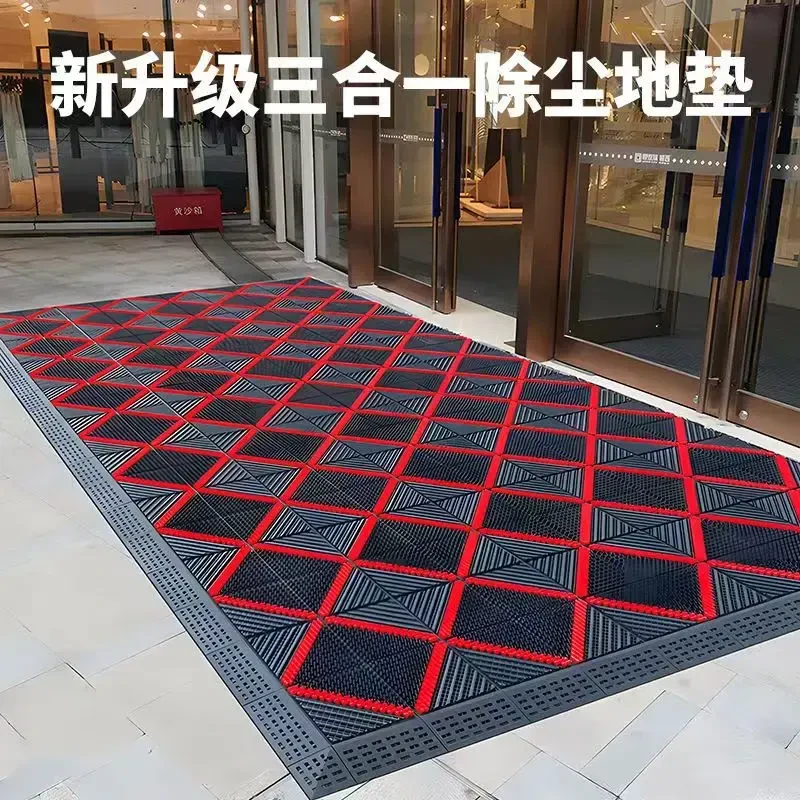 新升级三合一拼接地垫加厚三刷地铁口防滑带毛刷脚垫室外商用地毯