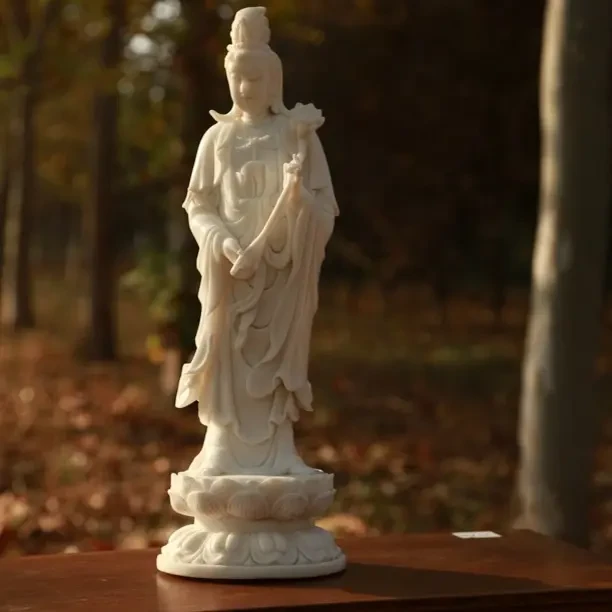 汉白玉南海观音菩萨佛像工艺礼品摆件手把件站立观音