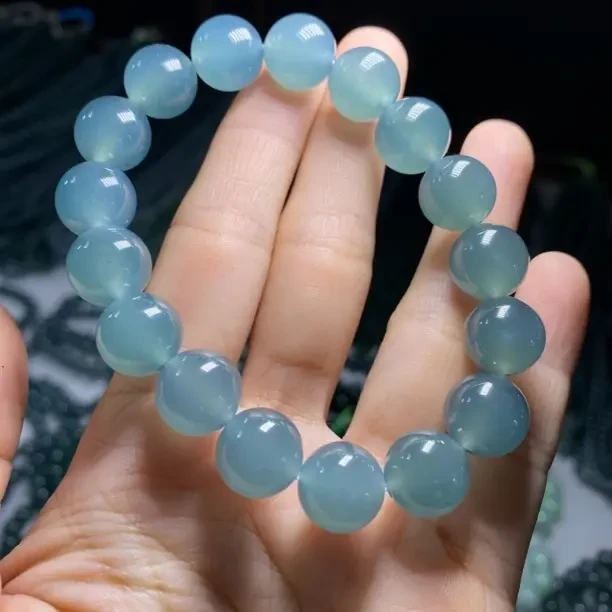 危地马拉A货天然翡翠，冰种晴水翡翠手串，约卡11.8mm