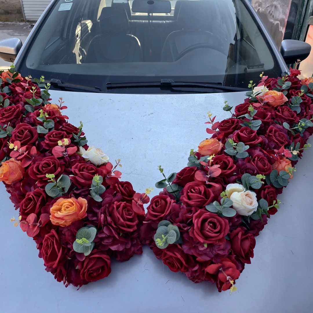 大V直角车头花吸盘款分体式设计婚车装饰婚礼仿真花