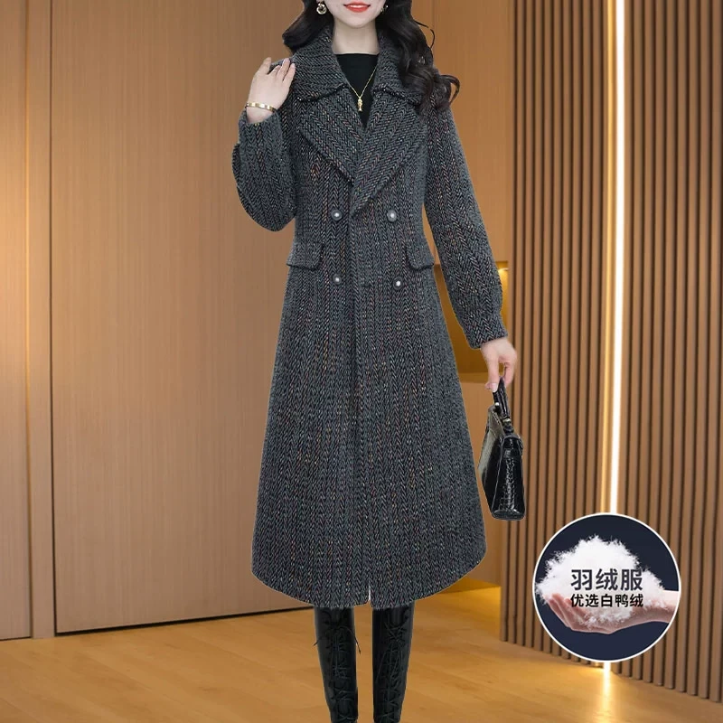 贵夫人轻奢高端羽绒服内胆女2025冬新款时尚今年流行中长款呢大衣