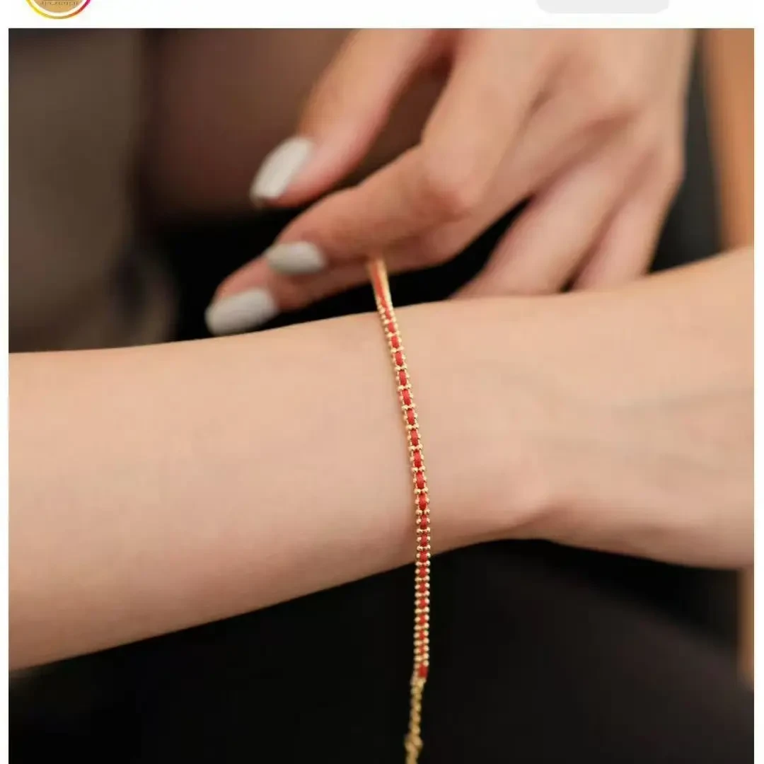 铜合金手链 铜合金高定手工编制红绳手链