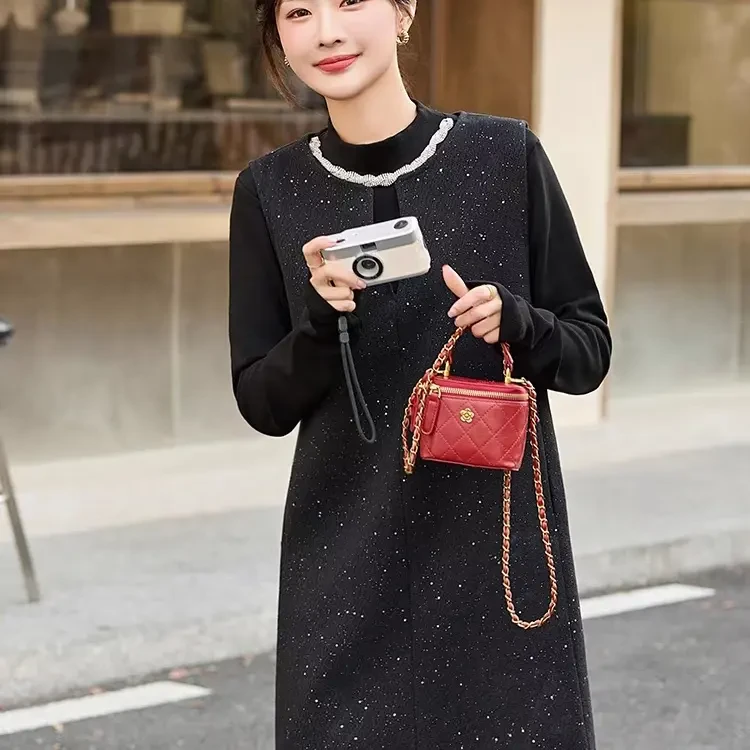 小香风订珠高级感打底背心裙时尚新款春装