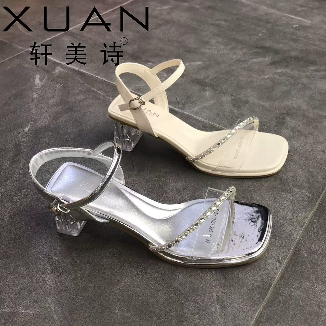 525-10121夏季新款2025年配裙子时尚气质小个子水钻凉鞋女