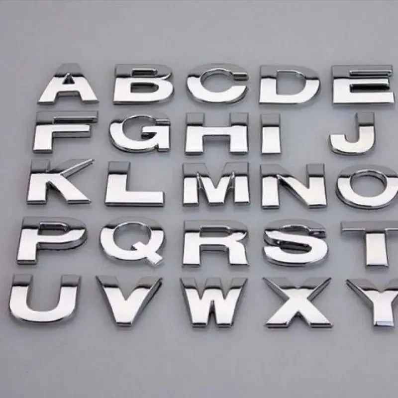 汽车3D字母车贴英文字母车标DIY字母实心数字金属车身贴字标 尾标
