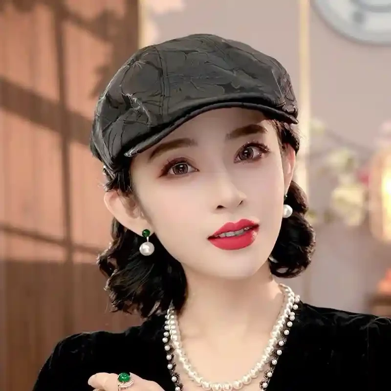 布塔时尚简约复古画家帽夏季大头围前进帽鸭舌帽报童帽女PT0737