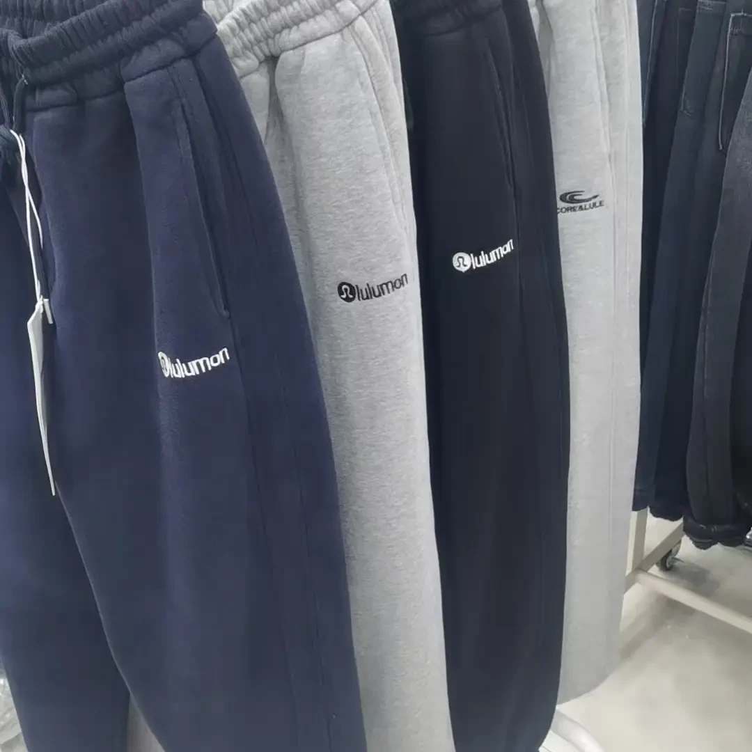 秋冬加绒加厚新款男士运动裤印花束脚休闲运动潮流百搭宽松裤子