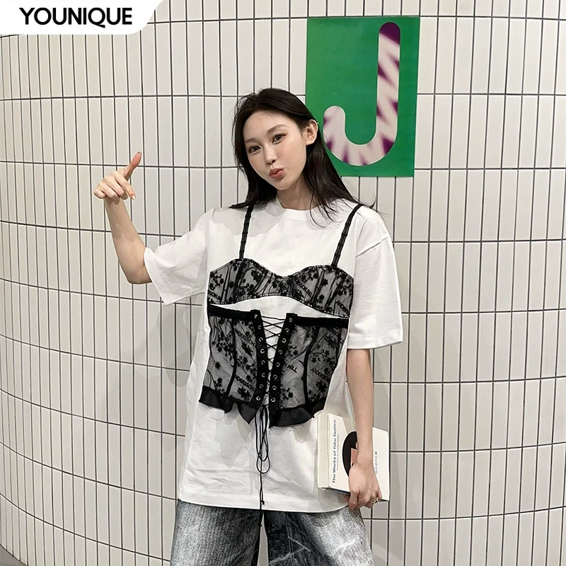 【Andersson Bell】新品25春夏蕾丝紧身胸衣T恤短袖女