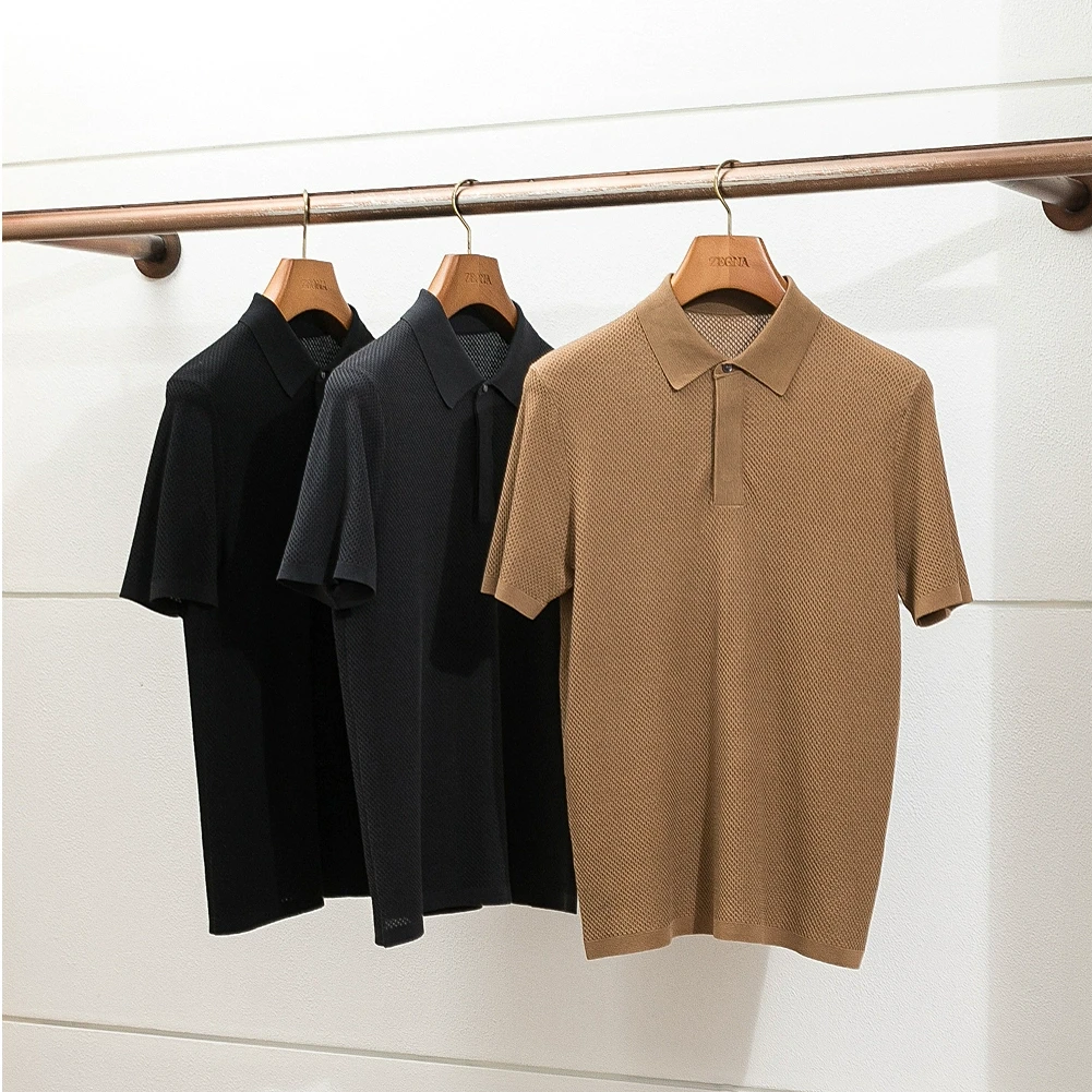 英伦绅士 经典传承 白厂丝 夏季男桑蚕丝针织POLO衫桑蚕丝翻领T恤