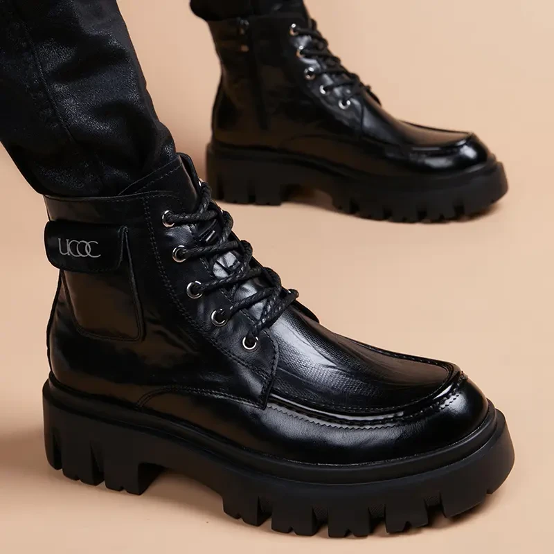 英伦风高级感痞帅男士马丁靴潮流新款真皮工装机车靴韩版高帮靴子