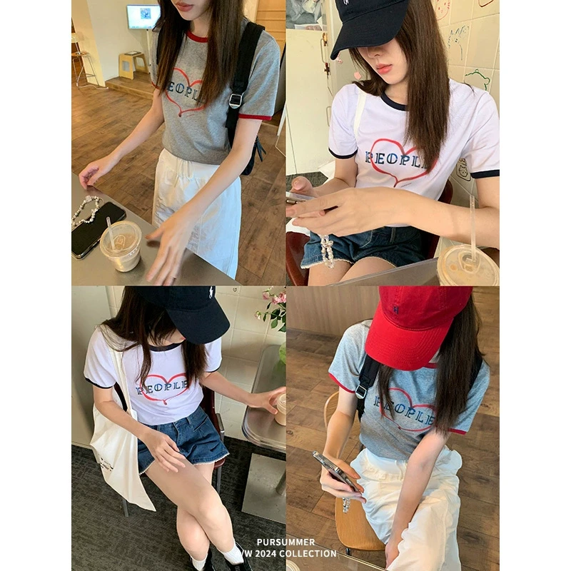 【清清！朴夏Pursummer】短袖女t恤韩系印花韩系打底T21823PR42