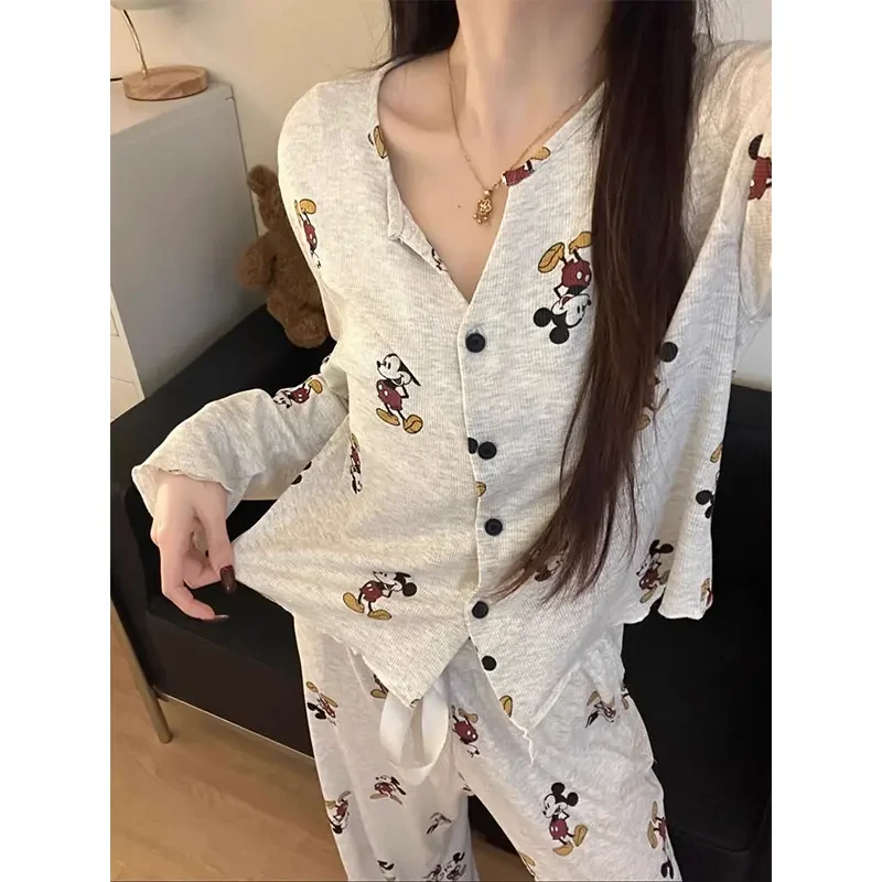 【趣味米奇】2025新款ins可爱卡通睡衣女春夏季套装长袖显瘦家居服