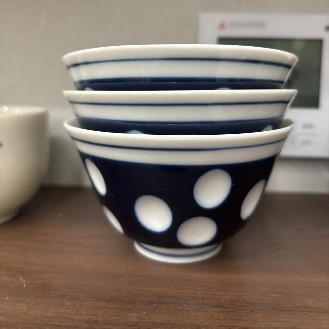 石纹蓝点碗波浪边碟餐具