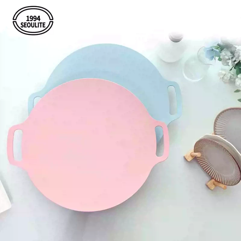 SEOULITE 韩国原装进口 彩色陶瓷涂层烤肉盘(含防烫木把手)