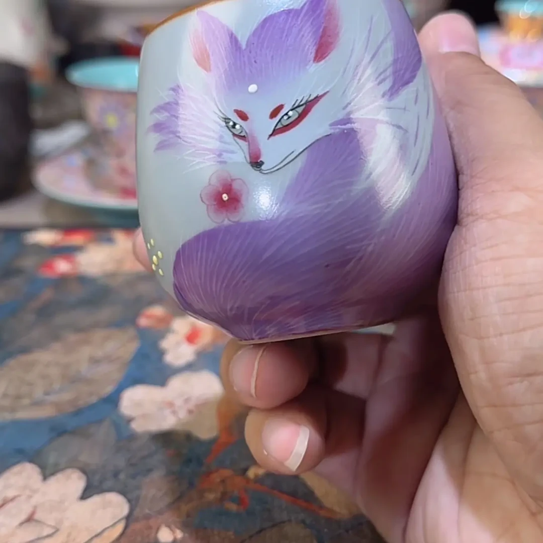 李学级手绘收藏九尾狐主人杯