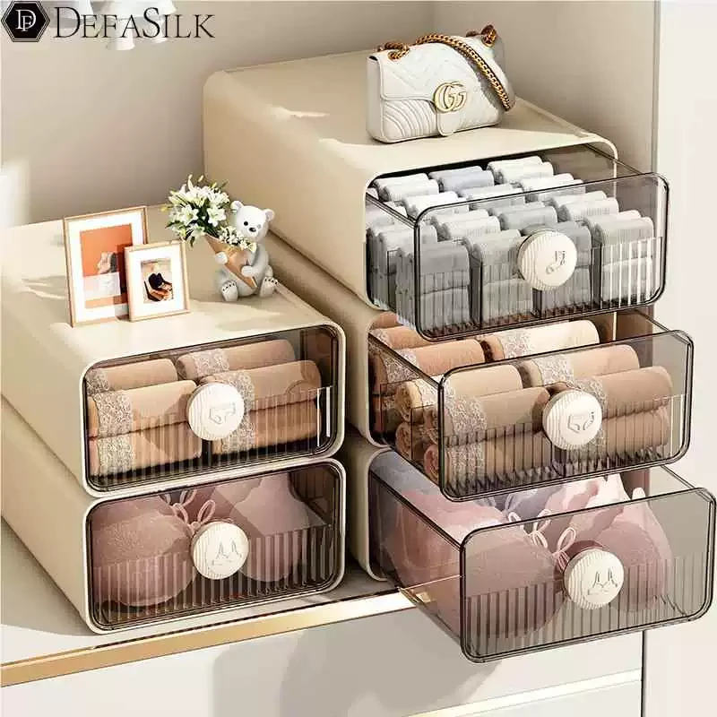 内衣内裤收纳盒家用衣柜贴身衣物袜子抽屉式分隔整理盒三合一神器